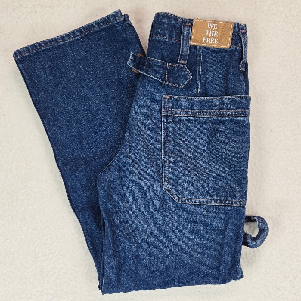 We The Free Womens Cinch Back Utility Carpenter Jeans 24‎ Wide Leg Pants Denim